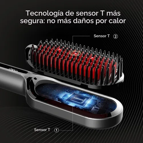 Vista 2 de TYMO Cepillo alisador de cabello – Cepillo alisador iónico Plus mejorado con cerdas densas, 16 temperaturas, doble voltaje Peine caliente