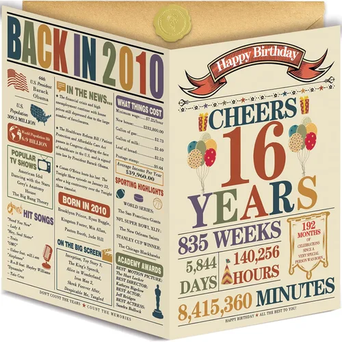 Vista 13 de Asmallgf Tarjeta de regalo vintage de 10º cumpleaños para niñas, niños y adolescentes, mensaje impreso en el interior con sobre de papel kraft