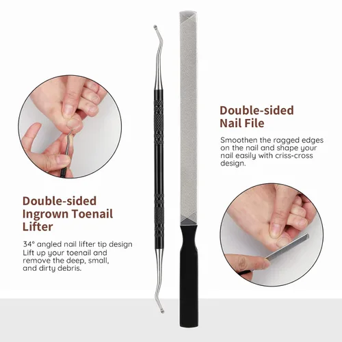 Vista 3 de Segbeauty Juego de cuchillos de pedicura de 9 piezas, juego de limas de pie de acero de manganeso con bolsa de almacenamiento, herramienta de hoja