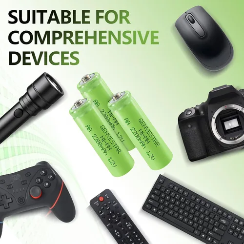 Vista 8 de Baterías AA recargables NIMH 1.2V doble A 2200mAh batería paquete de 8 para luces solares al aire libre, cadena de luz de batería, controles remotos