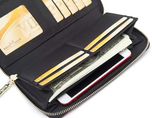 Vista 99 de Cartera de mano para mujer, estilo bohemio, con RFID, elegante, espaciosa con correa para viajes, capacidad para tarjetas, teléfono, dinero