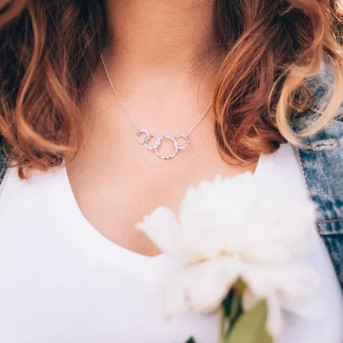 Vista 4 de HOPE LOVE SHINE Grandmother Granddaughter Necklace set Gift Three Generation Sterling Silver Necklace