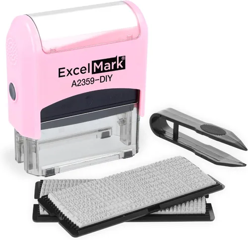 Vista 9 de ExcelMark Kit de Sello de Goma Autoentintado Personalizado DIY - Sellador Personalizado para Negocios o Hogar - Sello de Dirección, Sello de Mensaje