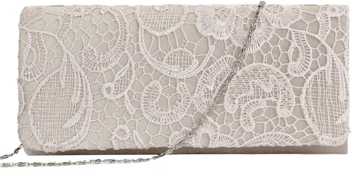 Vista 7 de U-Story Elegante bolso de mano de encaje floral para mujer para fiesta de noche