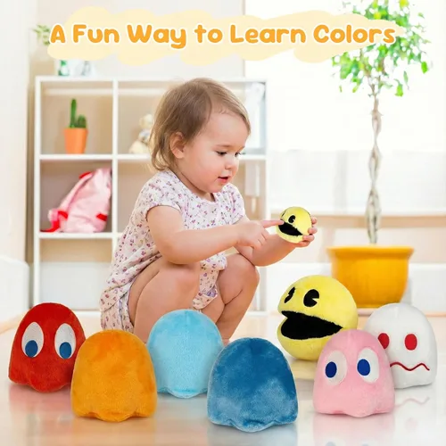 Vista 5 de Pacn Game Man - Juguetes de peluche de fantasma, ideal como regalo de fiesta o compañero, juguete de peluche fantasma, día del niño y fiestas