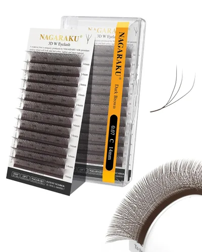 Vista 235 de NAGARAKU Extensiones de pestañas prefabricadas en abanico 3D W 0.05 C 0.315 0.05-C 3D W