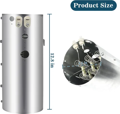 Vista 3 de Elemento calefactor para secadora 137114000 por termostato AMI PARTS 3204267 y limitador térmico 137032600, compatible con secadora Frigidaire