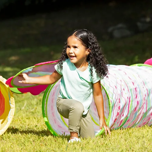 Vista 7 de Melissa & Doug Sunny Patch Cutie Pie Butterfly - Túnel de gateo para adentro y afuera para bebés, estructura de juego plegable para el desarrollo