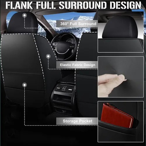 Vista 2 de TTX LIGHTING Fundas para Asientos de Coche Juego Completo Compatible con Nissan Frontier 2007-2024 2025 Protector de Asiento de Cuero Impermeable