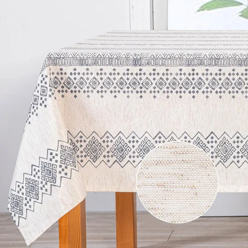 Vista 15 de MYSKY HOME - Mantel para mesa rectangular, impermeable, manteles de algodón suave para interior/exterior, mantel sin arrugas para mesa rectangular