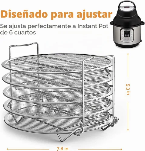 Vista 2 de SICHEER - Estante deshidratador de acero inoxidable, accesorios compatible con tapa de freidora de aire Instant Pot Crisp de 5.7 litros