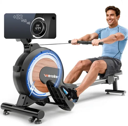 Vista 9 de Wenoker Rowing Machine for Home, Magnetic Rower Machine, 350 LB Weight Capacity, 16-Level Silent Resistance Row Machine for Gym Exercise