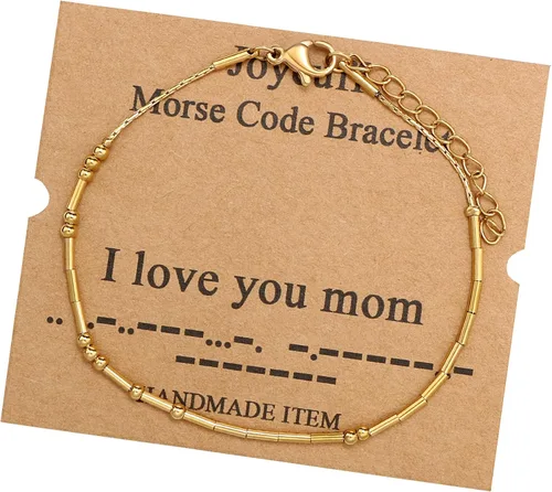 Vista 182 de JoycuFF Pulseras inspiradoras de código morse para mujeres, cuentas de plata, joyería con mantra de motivación, regalos para ella