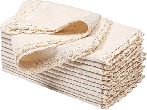 Vista 9 de Servilletas de tela reutilizables para cena en negro y blanco, juego de 12 servilletas de tela de algodón a cuadros de gingam de 16x16 pulgadas