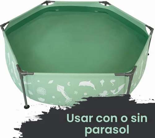 Vista 5 de Lark - Piscina infantil enmarcada de 8 x 20 pulgadas con toldo resistente a los rayos UV, rociador ajustable, enmarcada, cubierta de sombra, fácil