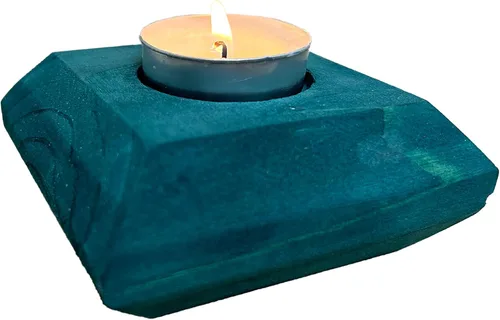 Vista 12 de Portavelas de madera para velas de té, 3.5 pulgadas, decoración del hogar de mesa (vela no incluida) (1, azul, barco)