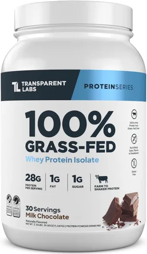 Vista 2 de Transparent Labs Aislado de proteína de suero alimentado con hierba, chocolate con leche, creatina HMB, sin sabor - 30 porciones