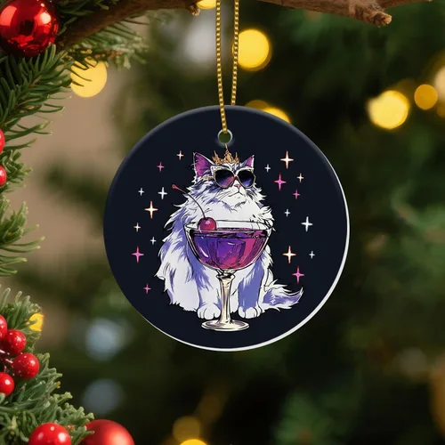 Vista 22 de Adornos Colgantes de Navidad Ho-Ho-Ho de 2 Lados Impresos 2025, Regalos de Terror de Navidad para Amantes de las Películas, Adorno de Cerámica
