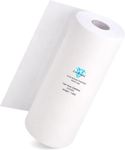 Vista 16 de Simthread Estabilizador de bordado con respaldo desmontable - 1.8 onzas, peso medio, 6" x 25 yardas/rollo, para aros de bordado de máquina de 1" x