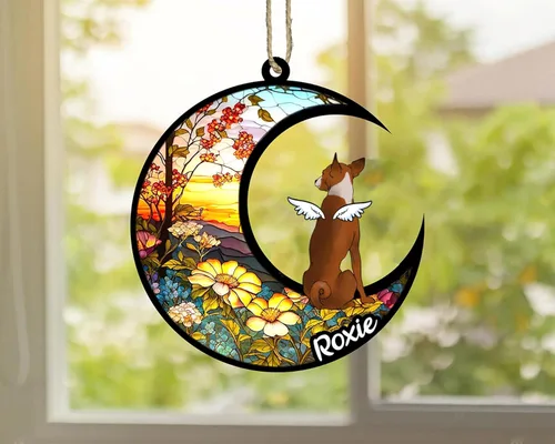 Vista 522 de LOVELYPOD Adorno de Navidad personalizado para perro Basset Hound (marrón) Basset Hound (marrón) adorno para atrapasoles de perro, razas de perros