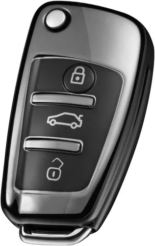 Vista 6 de ELOHEI Funda para llavero Audi, funda de TPU suave de alta calidad, protección completa, compatible con Audi A1 A3 Q3 Q7 R8 A6L TT (negro)