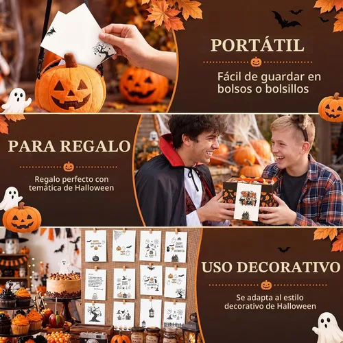 Vista 4 de Spiareal 100 tarjetas de notas en blanco, negro, 4 x 6 pulgadas, Halloween