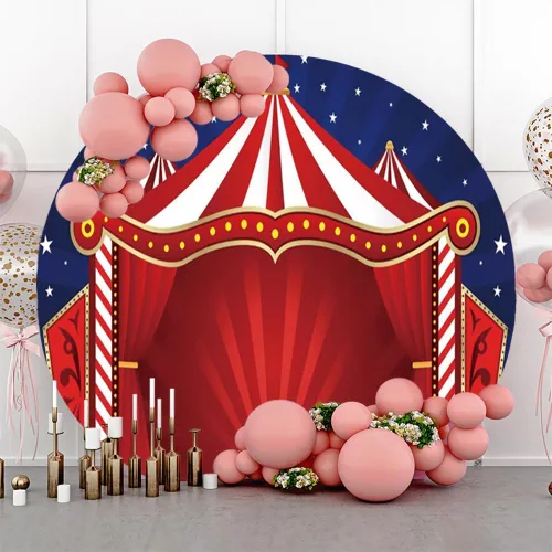 Vista 2 de Renaiss Carpa de circo redonda de 3 x 3 pies para sesión de fotos, para niños y niñas, retrato, carpa roja, cielo estrellado, círculo, fotografía