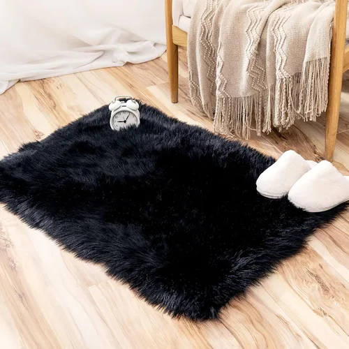 Vista 16 de MIULEE Alfombra de Área de Lujo Súper Suave y Esponjosa de Piel Sintética Rectangular Alfombra Decorativa de Felpa Shaggy para Mesita de Noche Sofá