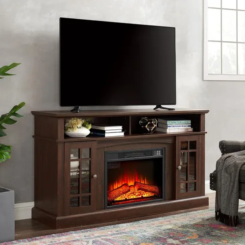 Vista 11 de Farmhouse Classic Media - Soporte de TV antiguo para TV de hasta 50 pulgadas con espacio de almacenamiento abierto y cerrado