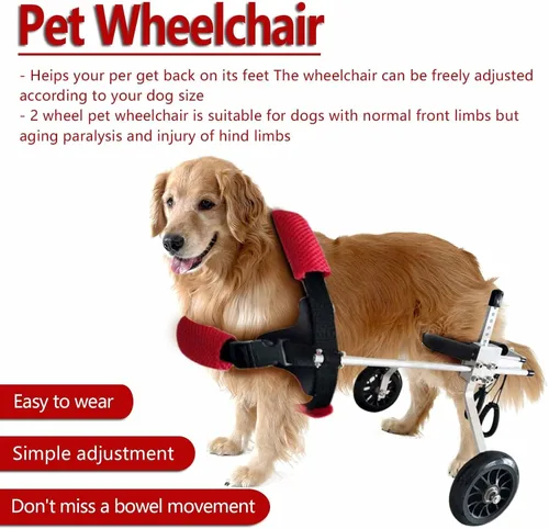 Vista 3 de Aluminum Dog Wheelchair, Lightweight Dog Wheelchair for Back Legs, Disabled Dog Assisted Walk Car Pet Hind Leg Exercise Car for Small Pet Cat