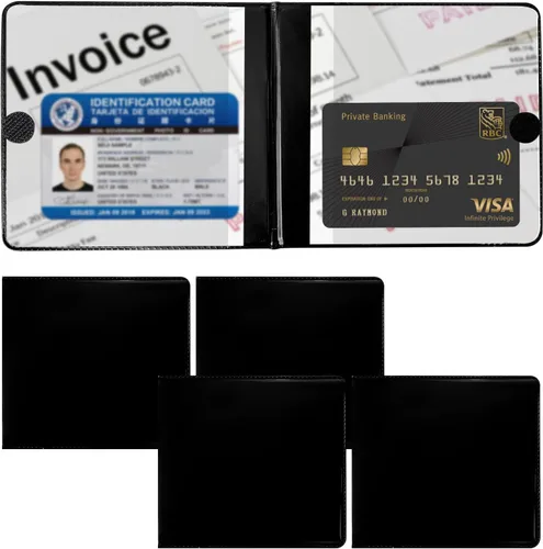 Vista 21 de Ziciner Soporte para registro y seguro de automóvil, organizador de guanteras prémium de 5.2 x 4.7 pulgadas con cierre, soporte esencial para Negro