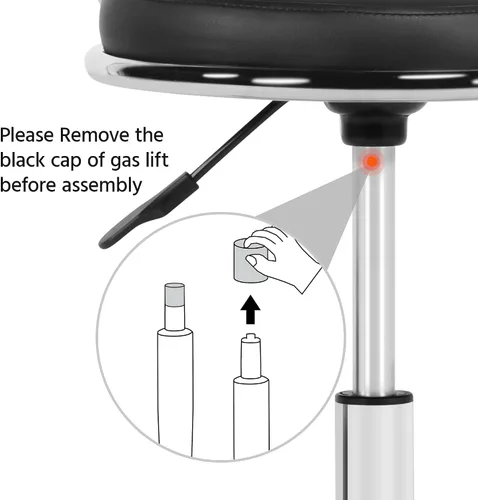 Vista 6 de Yaheetech Nail Tech - Silla con respaldo ajustable, color negro Adjust the seat from 18.3” to 24” for manicure, styling or spa work; five swivel