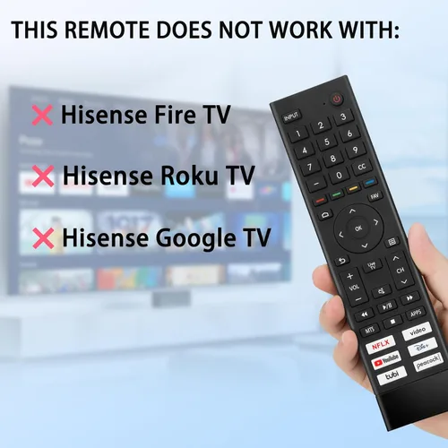 Vista 2 de Repuesto para control remoto Hisense Smart TV Universal para televisores inteligentes Android Hisense 4K UHD (no para Fire y Roku TV)