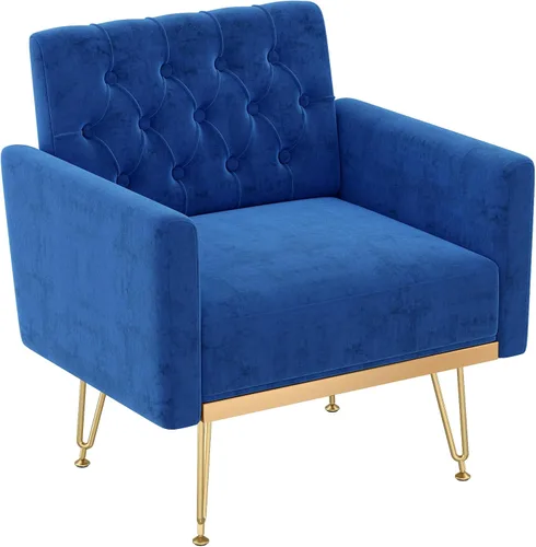 Vista 17 de Olela Silla decorativa con brazo para sala de estar, sillón moderno de terciopelo, sofá individual, acogedora silla auxiliar tapizada para lectura