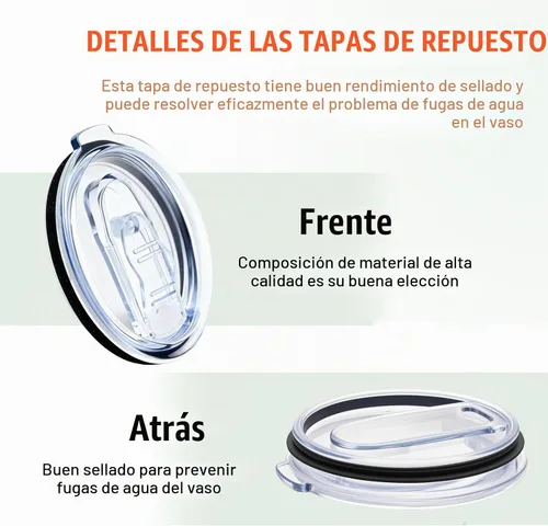 Vista 2 de Repuesto de tapa de vaso de 40 onzas, apta para tapas de vaso Silver Paquete 2