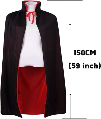 Vista 45 de LMYOVE Capa reversible para Halloween, disfraz de vampiro para mascarada, drácula, mago, diablo, cosplay, adulto