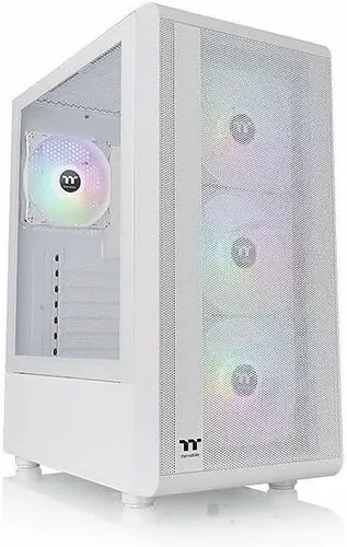 Vista 14 de Thermaltake S100 Carcasa para computadora de cristal templado Snow Edition Micro-ATX mini-Tower con ventilador trasero de 120mm preinstalado Nieve