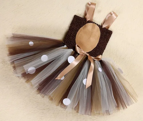 Vista 5 de Tutu Dreams Disfraces de animales de Halloween para niños y niñas de 1 a 10 años, reno jirafa, tigre con diadema, ropa de vestir para Halloween