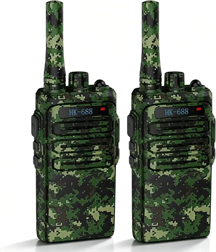 Vista 9 de Walkie Talkies para niños, paquete de 2 unidades, 2 millas de alcance recargable para niños, 16 canales, radio de 2 vías con linterna, juguetes Negro