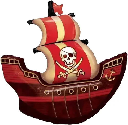 Vista 3 de Globos de papel de aluminio pirata, globo de capitán de calavera para decoraciones de fiesta de pirata, fiesta de Halloween