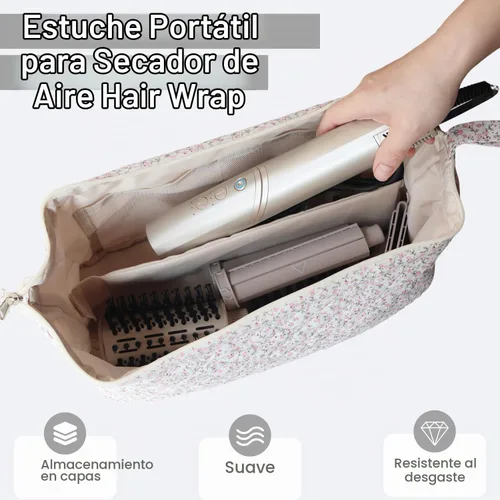 Vista 5 de Bolsa de viaje acolchada para herramientas para el cabello compatible con Dyson secador de pelo, bolsa de herramientas para el cabello floral Rosa