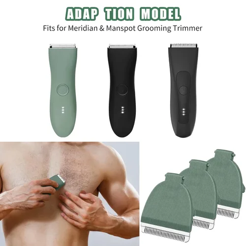 Vista 6 de Paquete de 3 cuchillas para recortadora de cabello Meridian, cuchillas de repuesto de cerámica higiénicas compatibles con Meridian Body Trimmer