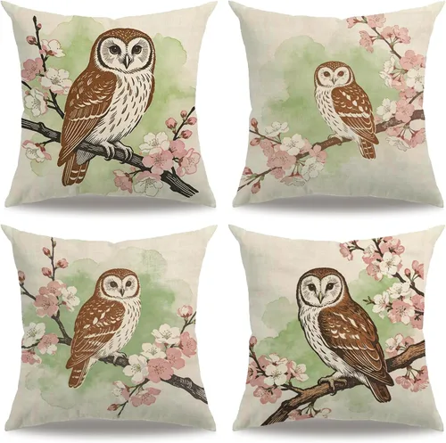 Vista 11 de Juego de 4 fundas de almohada rústicas de vida silvestre de 18 x 18 pulgadas, fundas de almohada decorativas de alce, oso, lobo, cabaña, fundas