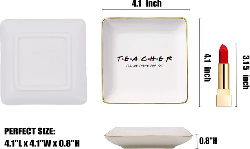 Vista 5 de Teacher I'll Be There for You - Bandeja de cerámica para joyas, anillo y baratija
