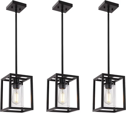 Vista 14 de MELUCEE Candelabro Industrial de 36.2 Pulgadas de Longitud para Isla de Cocina, Luminaria Rectangular de 5 Luces para Comedor Colgante con Acabado
