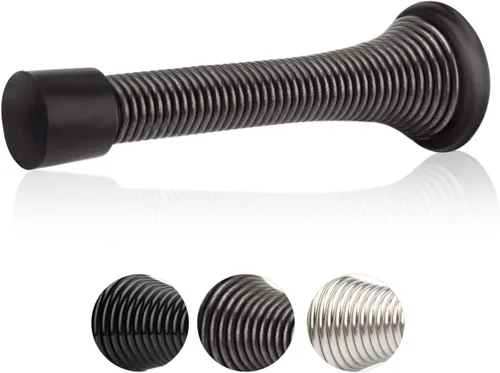 Vista 24 de HOMOTEK Paquete de 1 tope de puerta de resorte con parachoques de goma de 3-1/8", resorte flexible de servicio pesado, tope de puerta de pared