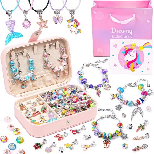 Vista 8 de Kit de fabricación de pulseras de Sofier para niñas, caja de joyería, kit de fabricación de joyas, regalos para niñas de 4 a 12 años, juguetes