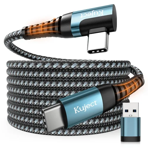 Vista 8 de Kuject Cable Link de 20 pies compatible con Quest 3S/3, Quest 2/Pro, Pico 4, accesorios trenzados de nailon para juegos Rift S/Steam VR, cable