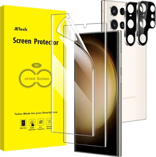 Vista 9 de JETech Protector de pantalla para Samsung Galaxy S22 Ultra 5G de 6.8 pulgadas con protector de lente de cámara, película de TPU flexible, compatible