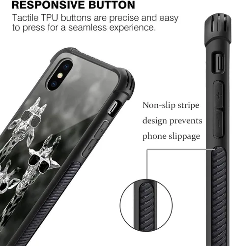 Vista 6 de CARLOCA Funda compatible con iPhone Xs, diseño gráfico a prueba de golpes, antiarañazos, protección contra caídas para iPhone X/XS Familia de jirafa